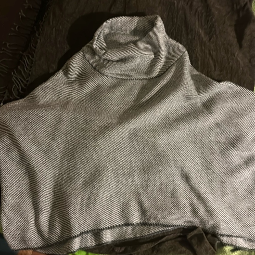 Grey sweater poncho